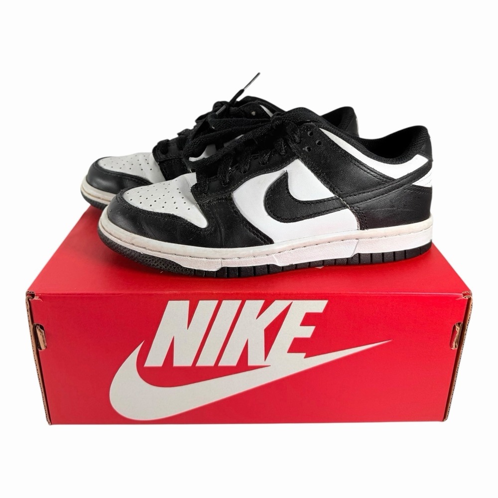 BOYS GRADE SCHOOL NIKE DUNK LOW BIG_WHITE/BLACK-WHITE CW1590-100-SIZE 3.5YW/ Box